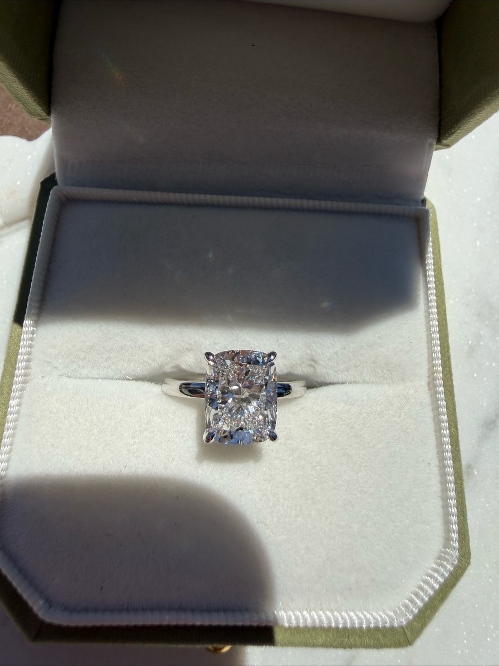 IGI Certified 3ct Elongated Cushion Lab Diamond Ring
